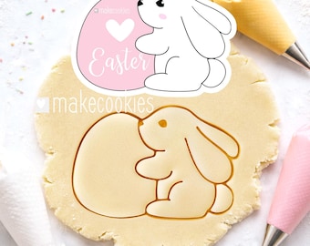 Easter Bunny with Egg Cookie Cutter: Hand-Drawn Design
