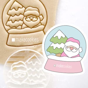 Snow Globe with Santa Cookie Cutter with imprint, Christmas cookie cutters