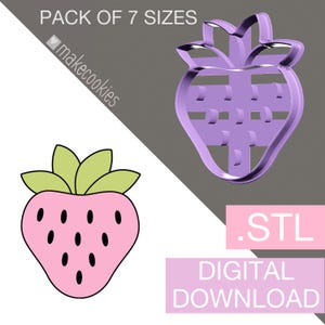 Digital Download Strawberry Cookie Cutter with imprint, Stl files for 3d printing