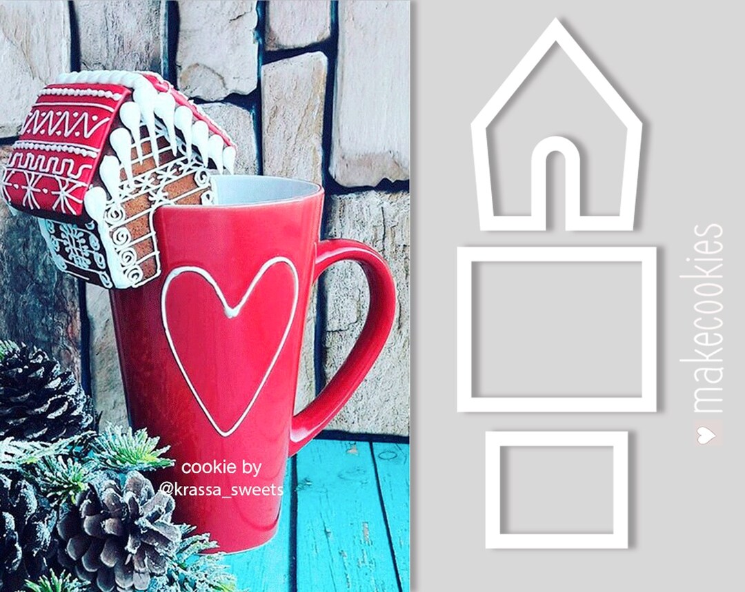 Mini Gingerbread House Mug Hanger Cookie Cutter, Christmas Cookie