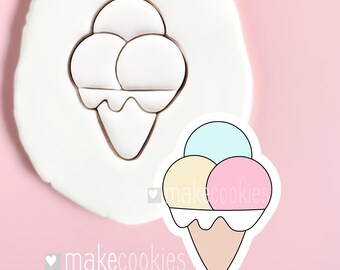 Ice Cream Cookie Cutter: Stamp for baking, fondant and clay crafts