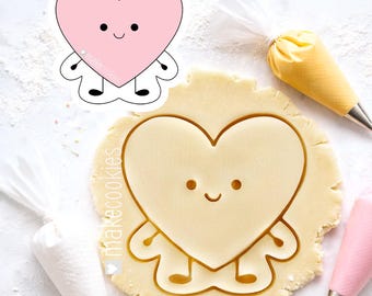 Heart Cookie Cutter for Baking, Clay and Fondant Stamp, Valentine's Day gift