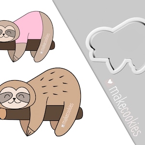 Sloth Cookie Cutter, Animal Cookie Cutter, 3d Printed Cookie Cutters, Fondant Cutter, Sloth Cookies image 1