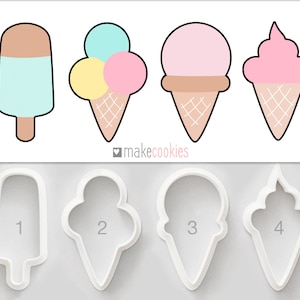 Ice Cream Cookie Cutter, Cookie cutters, Fondant Cutters, Polymer Clay Cutters,