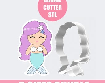Mermaid Cookie Cutter 3D model STL files for 3D printing - Digital Download