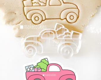 Christmas Truck Cookie Cutter: Tree & Gifts Imprint
