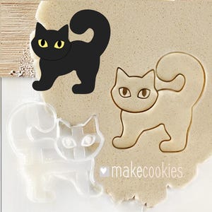 Black Cat Cookie Cutter, Cat Cookie Mold Clay and Fondant Stamp