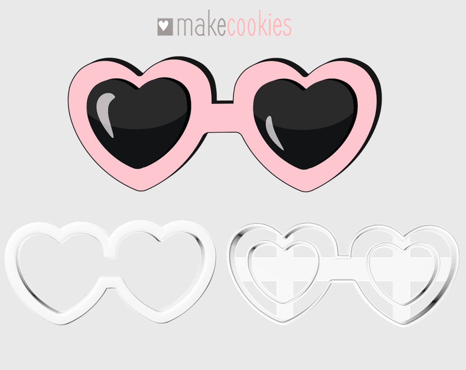 Heart Shaped Sunglasses Cookie Cutter Valentines Day Cutters | Etsy