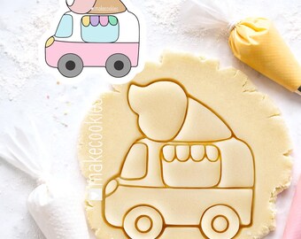 Ice Cream Truck Cookie Cutter: 3D Printed PLA Plastic stamp for baking, fondant, clay and other DIY crafts