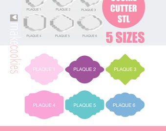 Digital Download Plaque Cookie Cutters Set 3 - STL files for 3D printing