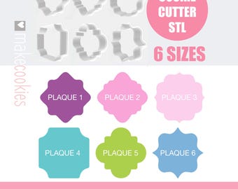 Digital Download Plaque Cookie Cutter Set STL files for 3D printing