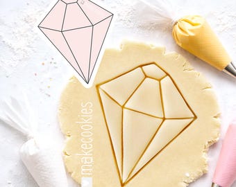 Cortador de galletas con forma de diamante y piedras preciosas de cristal para hornear, arcilla y manualidades con fondant.
