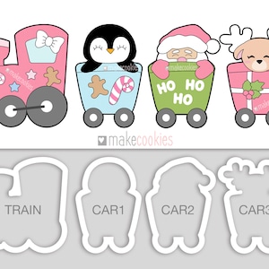 Christmas Train Cookie Cutter Set #2, Train Cookie Cutter, Christmas Cookie cutters, Fondant cutters