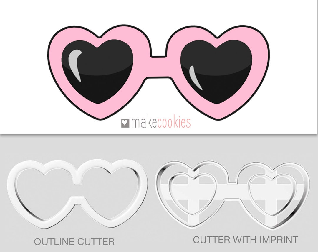 Heart Shaped Sunglasses Cookie Cutter, Valentines Day Cutters, Fondant ...