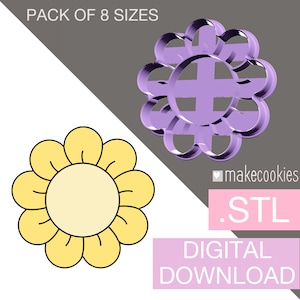 Digital Download Flower Cookie Cutter, Stl files flower clay cutter