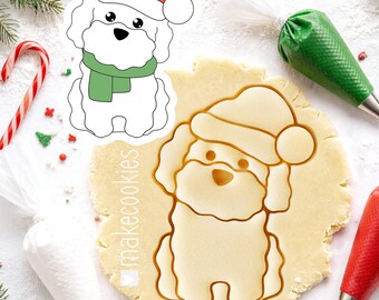 Christmas Dog Cookie Cutter with Imprint Detail, Christmas stamp