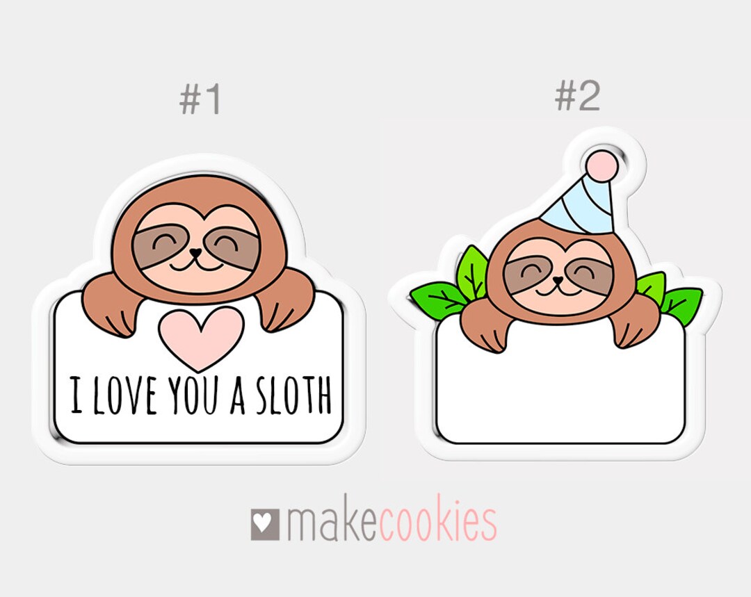 Sloth Cookie Cutter Animal Cookie Cutter Sloth Plaque Cookie Etsy