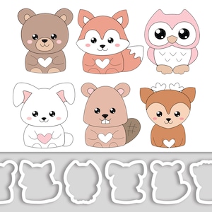 Woodland Animals Cookie Cutter, Bear Cookie Cutter, Fox, Owl Cookie Cutter, Bunny Cookie Cutter, Beaver, Deer