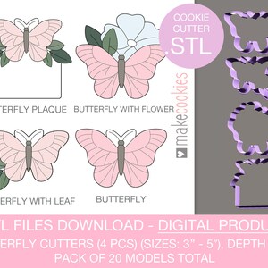 Digital Download Butterfly Cookie Cutters, Stl files