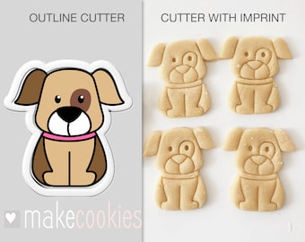 Dog Cookie Cutter #8, Fondant Cutter, Cookie Stamp, 3d Printed Cookie Cutter