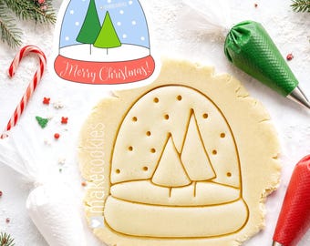 Snow Globe Cookie Cutter, Christmas Stamp for baking, fondant and clay