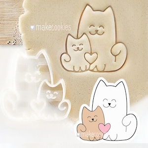 Cat Mom Cookie Cutter with Two Cats for Mother&#39;s Day Cookie Mold