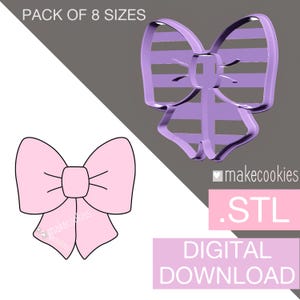 Digital Download Bow Cookie Cutter with imprint STL files for 3D printing