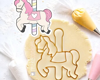 Carousel Horse Cookie Cutter: Circus Fondant & Clay Stmap