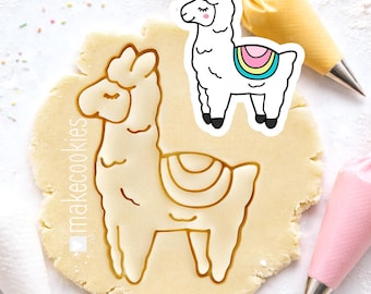 Llama Cookie Cutter: Alpaca cutter with imprint for Baking, Fondant and Clay