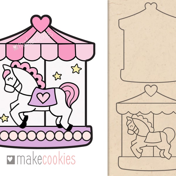 Cute Carousel Horse Cookie Cutter, Circus Cookie Cutter, Fondant Cutter