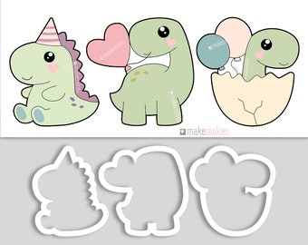 Dino Birthday Cookie Cutter Set