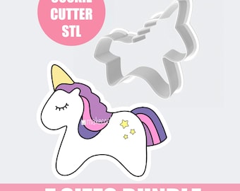 Unicorn Cookie Cutter 3D model STL files for 3D printing - Digital Download