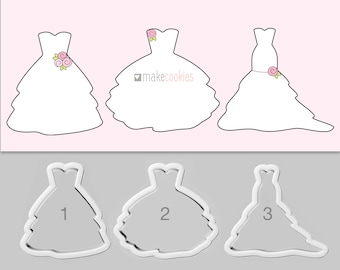 Wedding Dress Cookie Cutter | 3D printed | Fondant cutter l Princess dress cutter l Prom cookie cutters