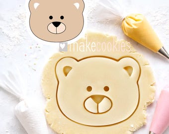 Bear Head Cookie Cutter: Cute Stamp for baking, fondant and clay crafts