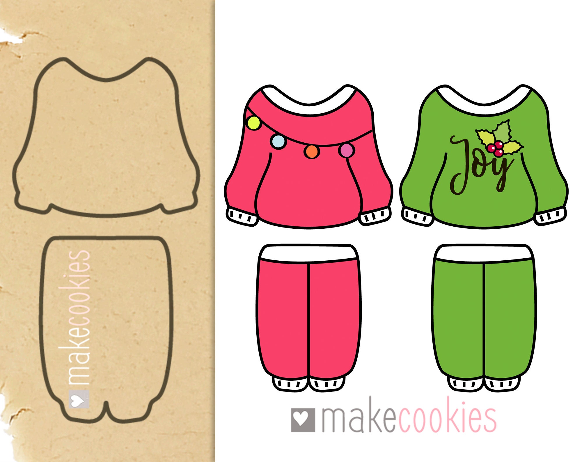 Pajama Cookie Cutter Set and Pajama Party Cutter and Fondant Etsy