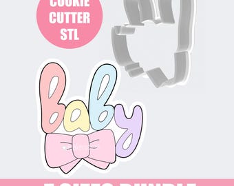 Baby Word with bow, 3d file for printing - Digital Download