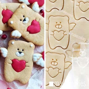 Bear with Heart Cookie Cutter, Valentine Cookie Cutter, Love Cookie Cutter