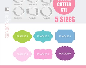 Digital Download Plaque Cookie Cutters Set 2 - STL files for 3D printing
