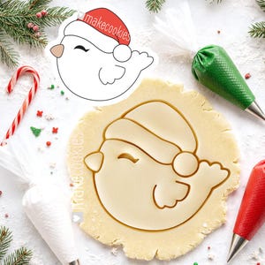 Christmas Bird Cookie Cutter: Cute Little Bird in the Santa Hat Cookie Stamp for holiday baking or clay ornaments