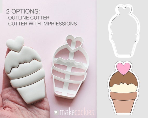 Ice Cream Cookie Cutter, Cookie Cutters, Fondant Cutters, 3D Printed 