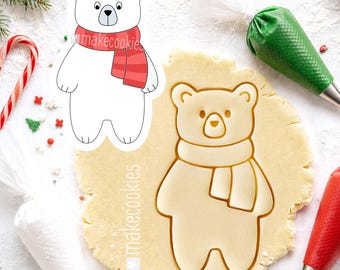 Polar Bear Cookie Cutter: Christmas Baking, Fondant & Clay Stamp