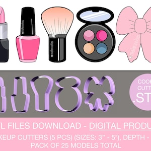 Digital Download Makeup Set Cookie Cutter, stl files for 3d printing cookie cutter, ready for 3d print