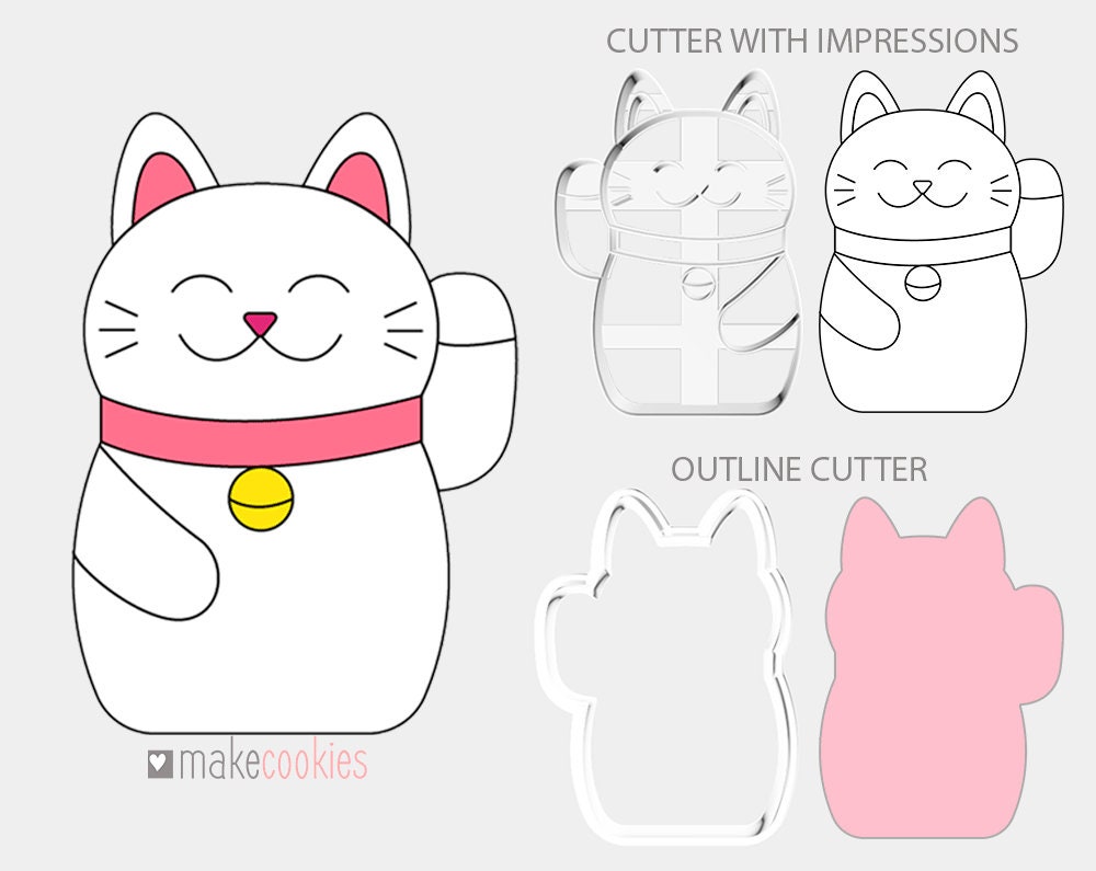 Emporte Piece De Maneki Neko Chat Porte Bonheur Cookie Etsy