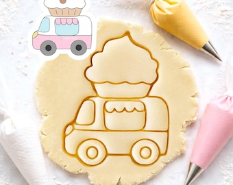 Cupcake Truck Cookie Cutter: 3D Printed Stamp for baking cookies, polymer clay, fondant
