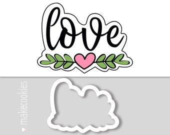 Love Plaque Cookie Cutter: Valentine's Day Fondant Cutter
