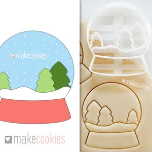 Snow Globe Cookie Cutter with imprint, 3D printed Christmas Trees cookie cutter