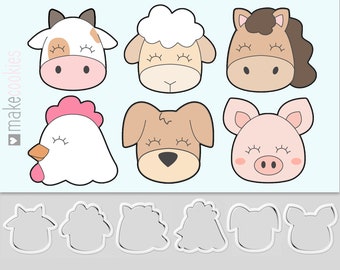 Farm Animal Cookie Cutters Set of 5 for Kids Birthday Party or