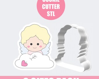 Cupid with arrow Angel Outline Cookie Cutter STL - 9 Sizes Pack - Digital Download for 3D printing