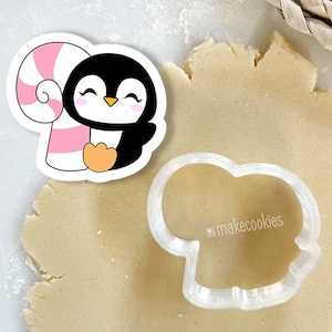 Penguin with candy cane Cookie Cutter, Christmas Cookie cutters, Christmas Cutters