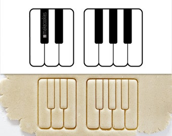 Piano Keys Cookie Cutters Set (2 pieces), Music Cookie Cutter, Cookie Stamp, Fondant Cutters